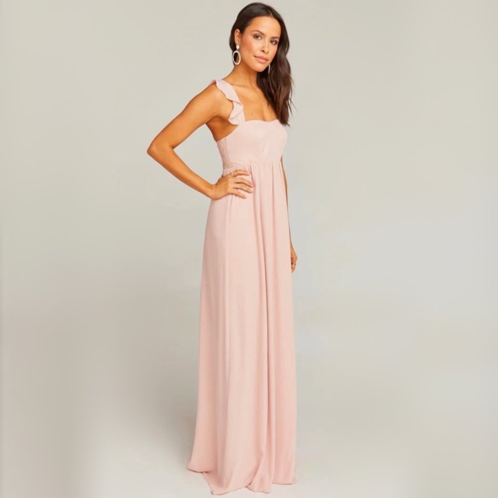 Show Me Your Mumu June Maxi Dress Dusty Blush Crisp L - Picture 3 of 8